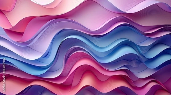 Fototapeta abstract background with paper waves, modern wallpaper with pink blue violet