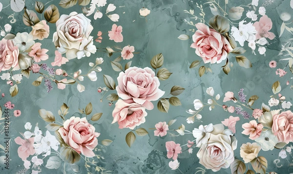Fototapeta Aesthetic vintage flower, imbued with a serene and subtle aura. These aesthetic background elements lend themselves perfect to printed production, notebook covers, and decor