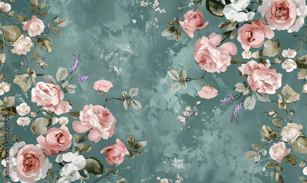 Fototapeta Aesthetic vintage flower, imbued with a serene and subtle aura. These aesthetic background elements lend themselves perfect to printed production, notebook covers, and decor