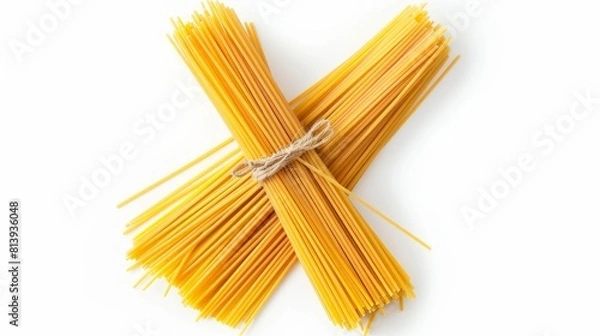 Fototapeta Collection of spaghetti isolated on white background. Set of multiple images. Part of series