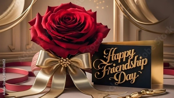 Obraz The background of Happy Friendship Day features a red rose and love.