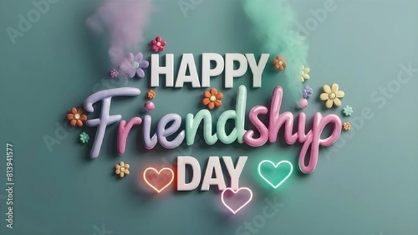 Obraz The background of Happy Friendship Day features colorful flowers and love.