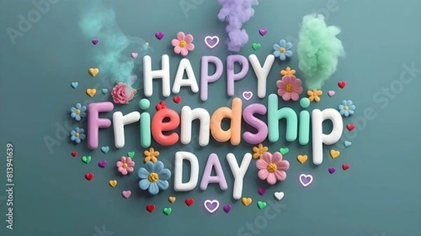 Obraz The background of Happy Friendship Day features colorful flowers and love.