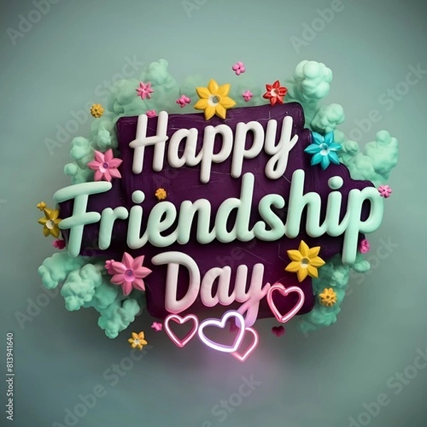 Obraz The background of Happy Friendship Day features colorful flowers and love.