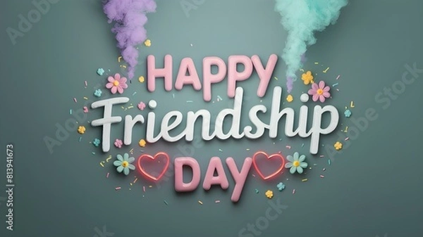 Obraz The background of Happy Friendship Day features colorful flowers and love.