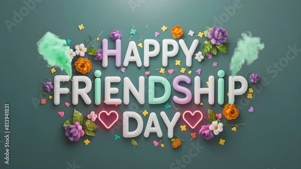 Obraz The background of Happy Friendship Day features colorful flowers and love.