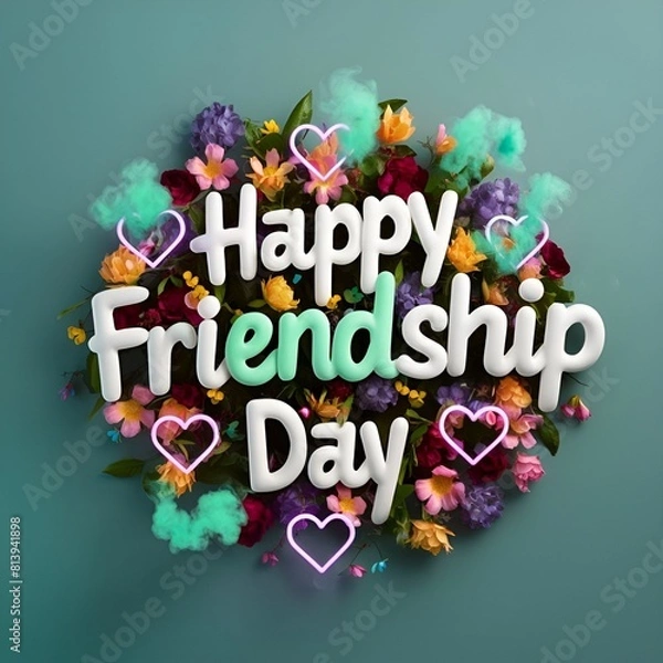 Obraz The background of Happy Friendship Day features colorful flowers and love.