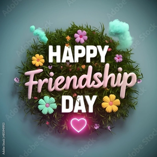 Obraz The background of Happy Friendship Day features colorful flowers and love.