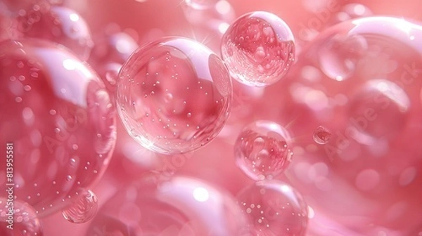 Obraz   Bubbles float in pink background with water below