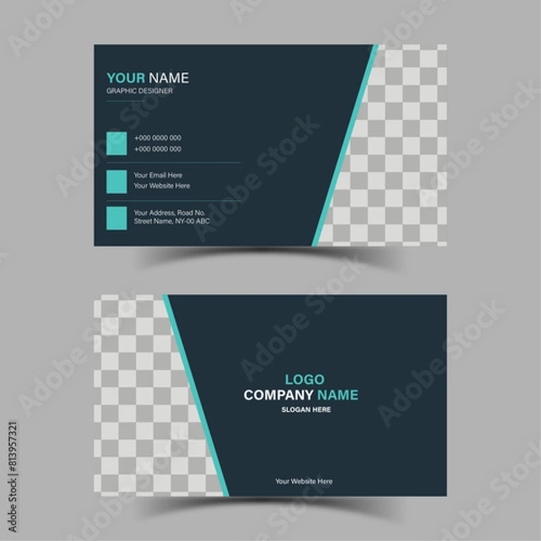 Fototapeta Creative and modern business card layout business card minimal double-sided vector illustration clean template card design