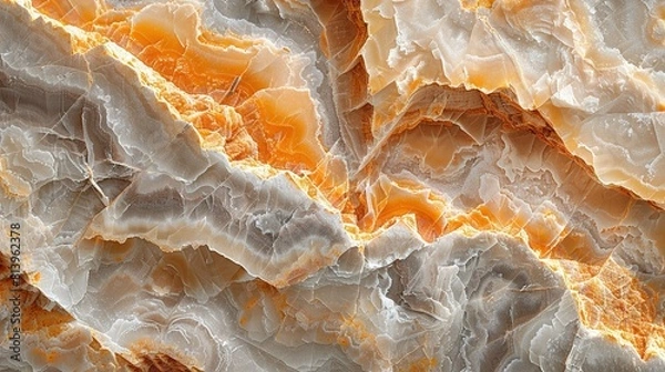 Obraz    close-up marble surface, orange & white paint on its edges