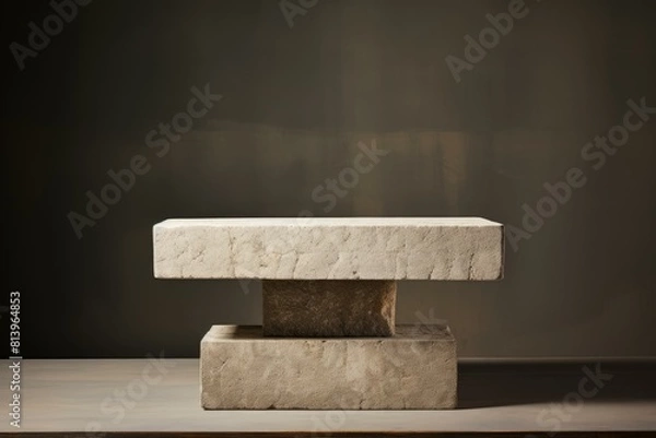 Fototapeta Robust Stone product podium. Summer eco stage. Generate Ai