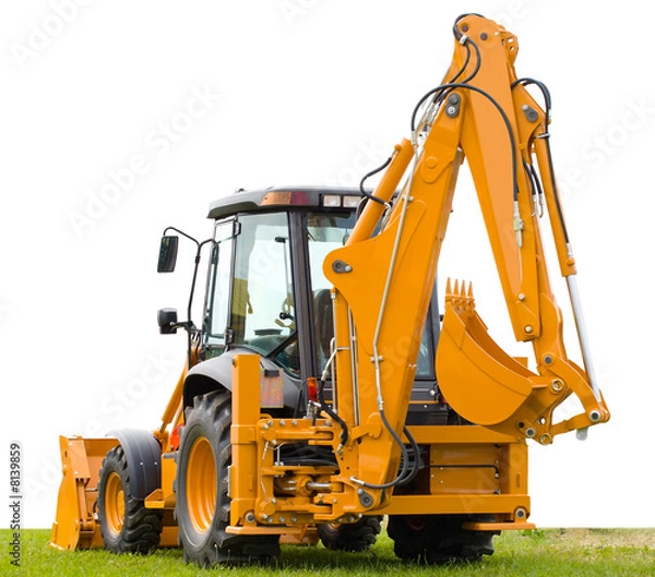 Obraz backhoe on green grass