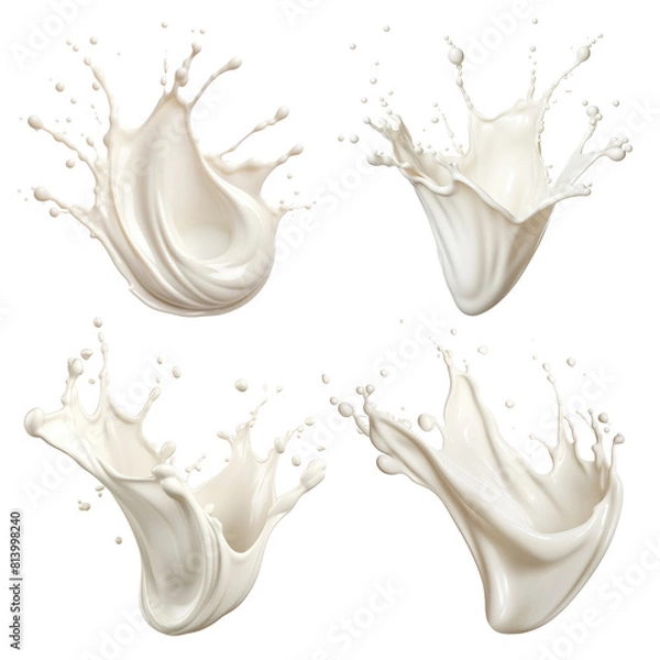 Obraz Set of milk or cream splashes, cut out