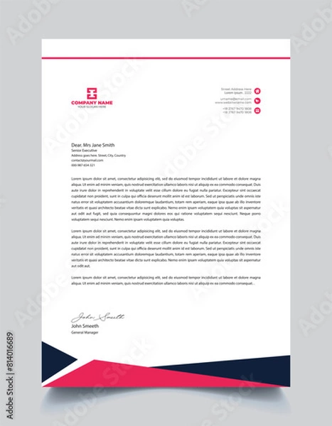 Fototapeta Vector clean simple corporate a4 letterhead layout for print