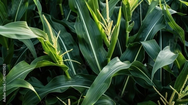 Fototapeta A lovely image portraying a natural item the upper section of a corn plant displaying shades of green and white
