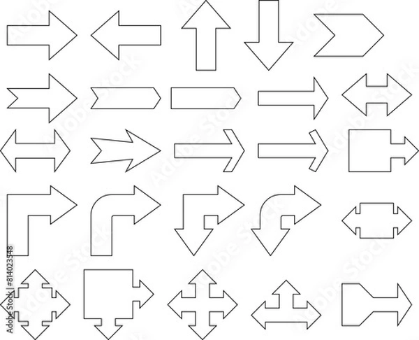 Fototapeta set of arrows Icons isolated on white background flat vector illustration vector arrows on white background arrows set