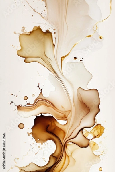 Obraz Beige and gold abstract texture. Luxurious liquid background. Generative AI.
