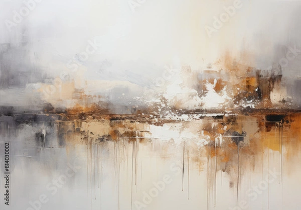 Fototapeta abstract composition with a distressed and weathered texture. Miix of earthy tones such as browns, beiges, and hints of rust, along with darker shades of gray and black. rough, textured