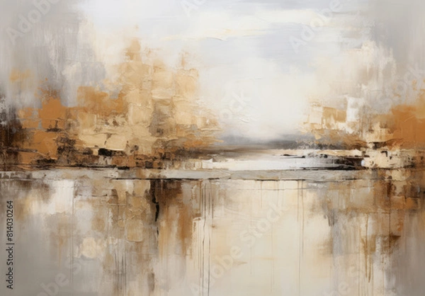 Fototapeta abstract composition with a distressed and weathered texture. Miix of earthy tones such as browns, beiges, and hints of rust, along with darker shades of gray and black. rough, textured