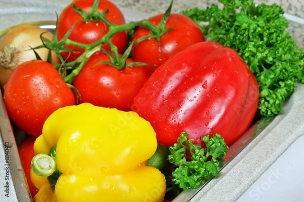 Fototapeta Close up vegetable - colored pepper and tomato