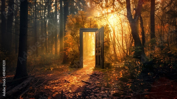 Fototapeta Forest Door in Autumn Light