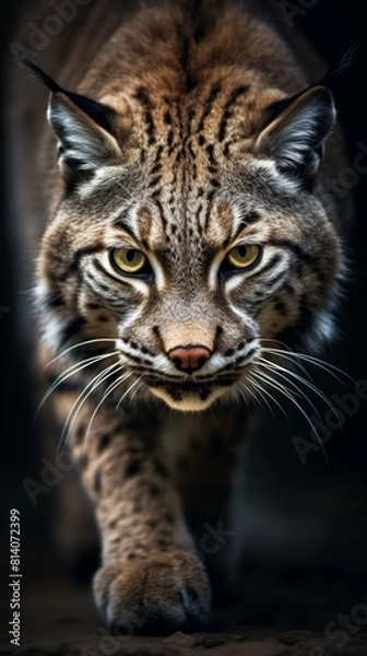 Fototapeta Fierce Bobcat Stares Down the Camera Generative AI