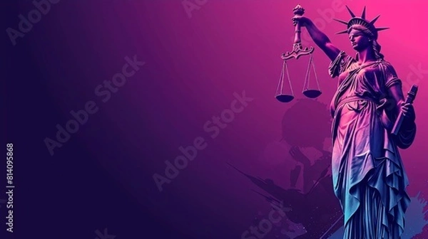 Obraz Symbolic Liberty and Justice Side View Illustration in Monochromatic Flat Design, Perfect for American Values Themes