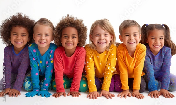 Obraz Group of happy diverse children smiling
