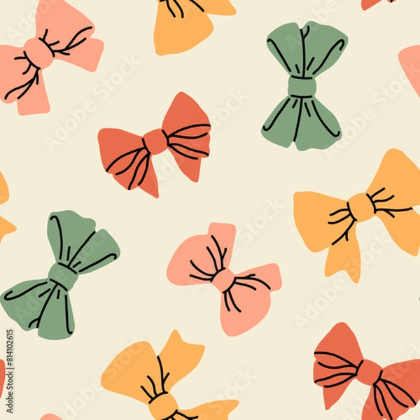 Fototapeta Vector seamless background pattern with retro bows  for surface pattern design 