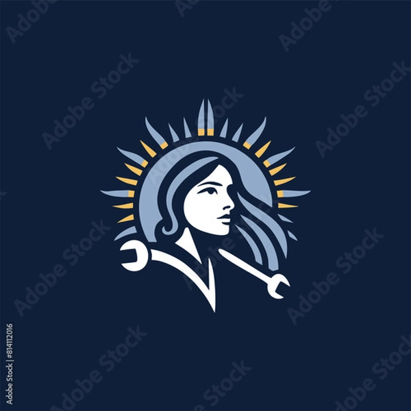 Fototapeta silhouette logo of a person and a key tool