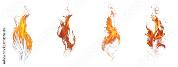 Fototapeta Ignite Your Designs: A Collection of Diverse Fire Flames Isolated on a Transparent Background. Perfect for Adding Fiery Effects to Any Project.