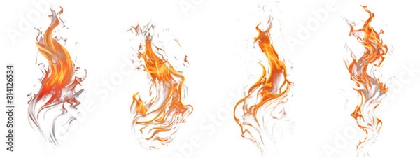 Fototapeta Vivid Flames Collection: A stunning array of isolated fire flames set against a transparent background