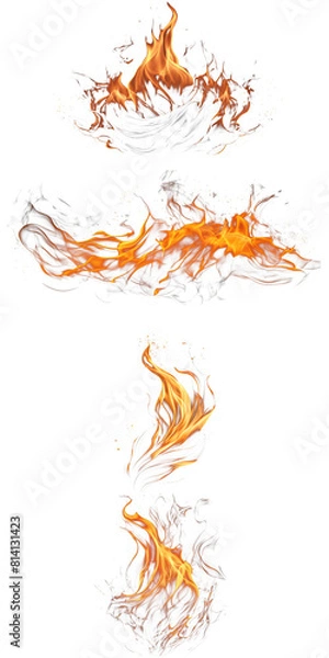 Fototapeta Fiery Elegance: A Collection of Flames on Transparent Background Capture the mesmerizing dance of fire, perfect for dynamic designs and creative projects.