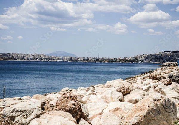 Fototapeta Spring sunny day at the sea in Paleo Faliro area, Athens