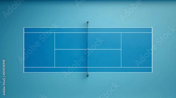 Obraz A blue tennis court with a blue net and a blue line