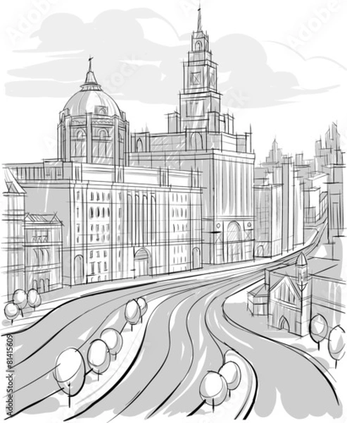 Obraz Architecture sketch, City landscape