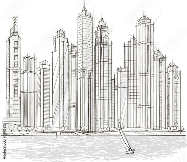 Obraz Architecture sketch, City landscape