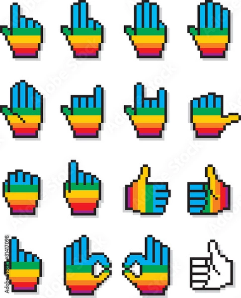 Obraz Set of Pixelated Cursor Hands