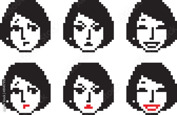 Obraz Young Woman Pixel Faces Two