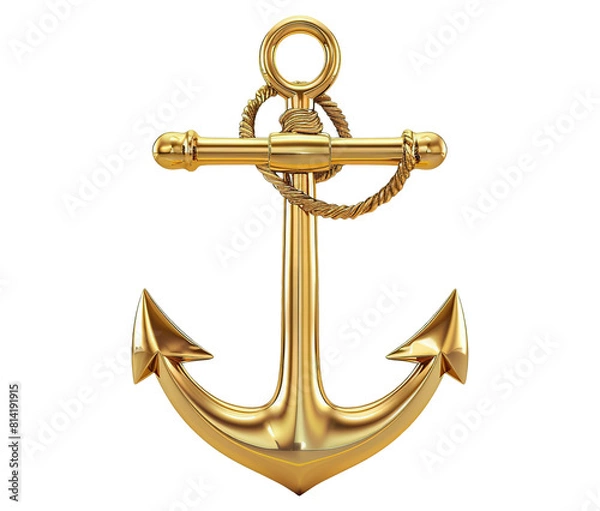 Obraz Golden anchor isolated on transparent background