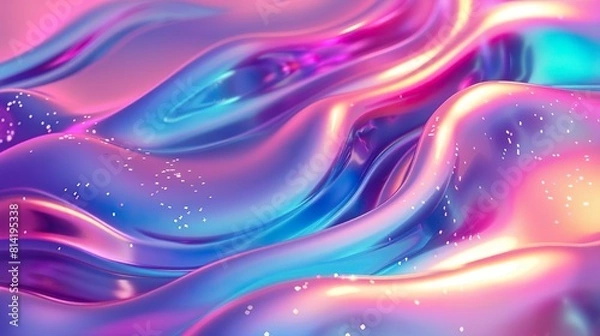Fototapeta Abstract art design background with silky pink blue wave. Swirl wavy flow. Fluid acrylic painting texture.