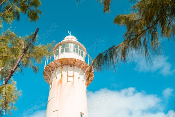 Fototapeta Grand Turk Lighthouse in Turks and Caicos - during an excursion while on a Caribbean cruise