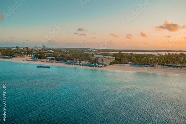 Fototapeta Grand Turk, Turks and Caicos during a Caribbean cruise - View from room