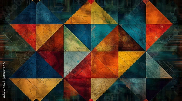 Fototapeta Seamless Quilted Patchwork Pattern with Floral and Solid Squares