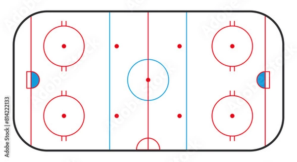 Fototapeta Top view of ice hockey rink, vector graphic background.