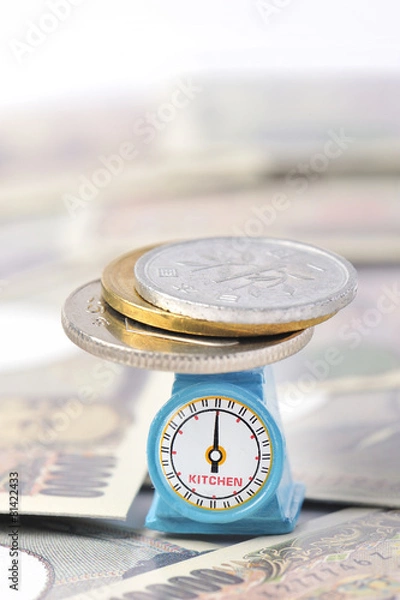 Fototapeta 日本円の価値を量っているイメージ