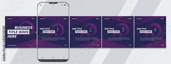 Fototapeta Set of LinkedIn carousel post, social media Instagram carousel post, modern and editable business carousel template design
