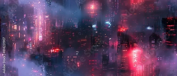 Fototapeta Infuse the cyberpunk dystopia with impressionistic flair from a unique side perspective Play with unexpected camera angles to evoke mystery and a touch of madness
