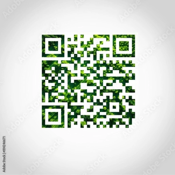 Fototapeta Green Trees shape in QR code, Nature Concept.